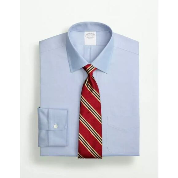 NWT Brooks Brothers Stretch Non-Iron Pinpoint Oxford Ansley Collar Shirt - Picture 2 of 8